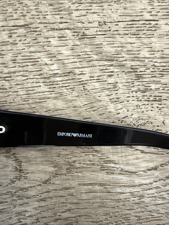 Emporio Armani Black Rectangular Sunglasses with Red Case and rhinestone logo main image 6